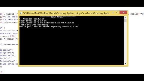 Simple Food Ordering System using C++