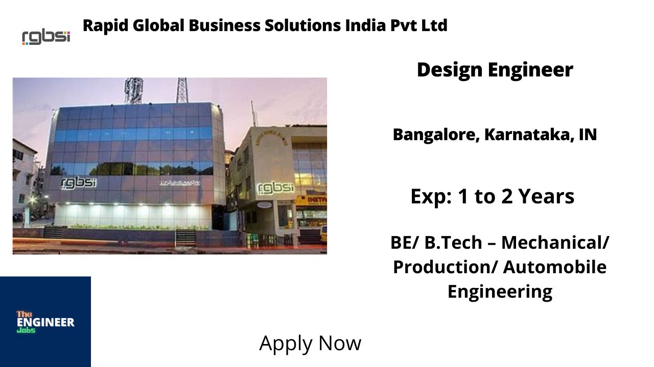RGBSI Design Engineer BE/ B.Tech Mechanical/ Production