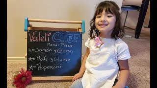 Making a PIZZA with Mom and Dad (working on Valeli's fine motor skills)