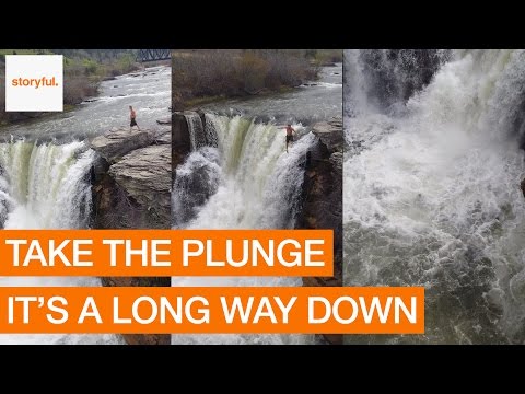 Insane Jump from Alberta's Lundbreck Falls Caught on Camera (Storyful, Crazy)