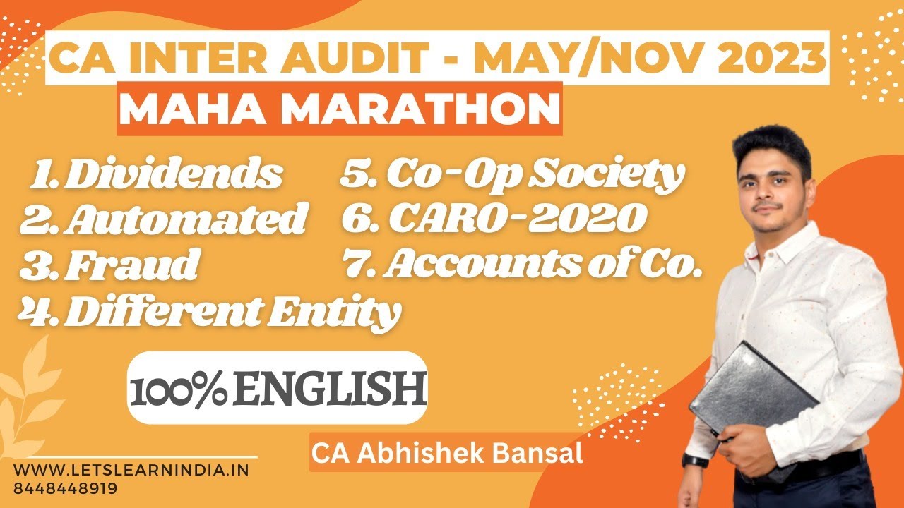 CA Inter Audit | MAHA MARATHON - 1 | May/Nov 2023 | Abhishek Bansal ...