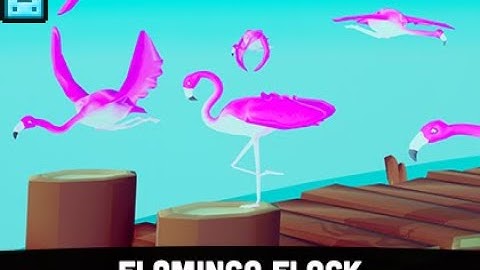 Toon Flamingo Bird Flock