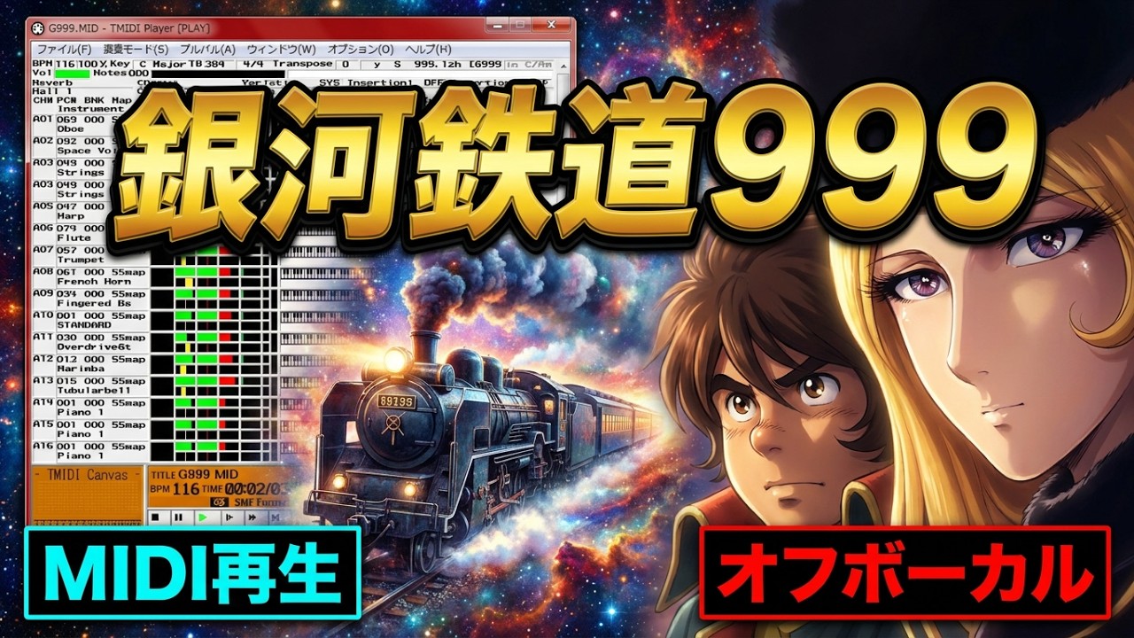 MIDI再生】ささきいさお／銀河鉄道999 （TV 版の主題歌) ※オフボーカル