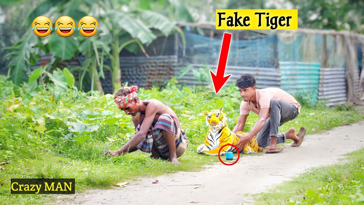 ⁣Fake Tiger Vs Crazy Man Prank Video! So Funny Man REACTION With Fake Tiger (Part 4) By ComicaL TV