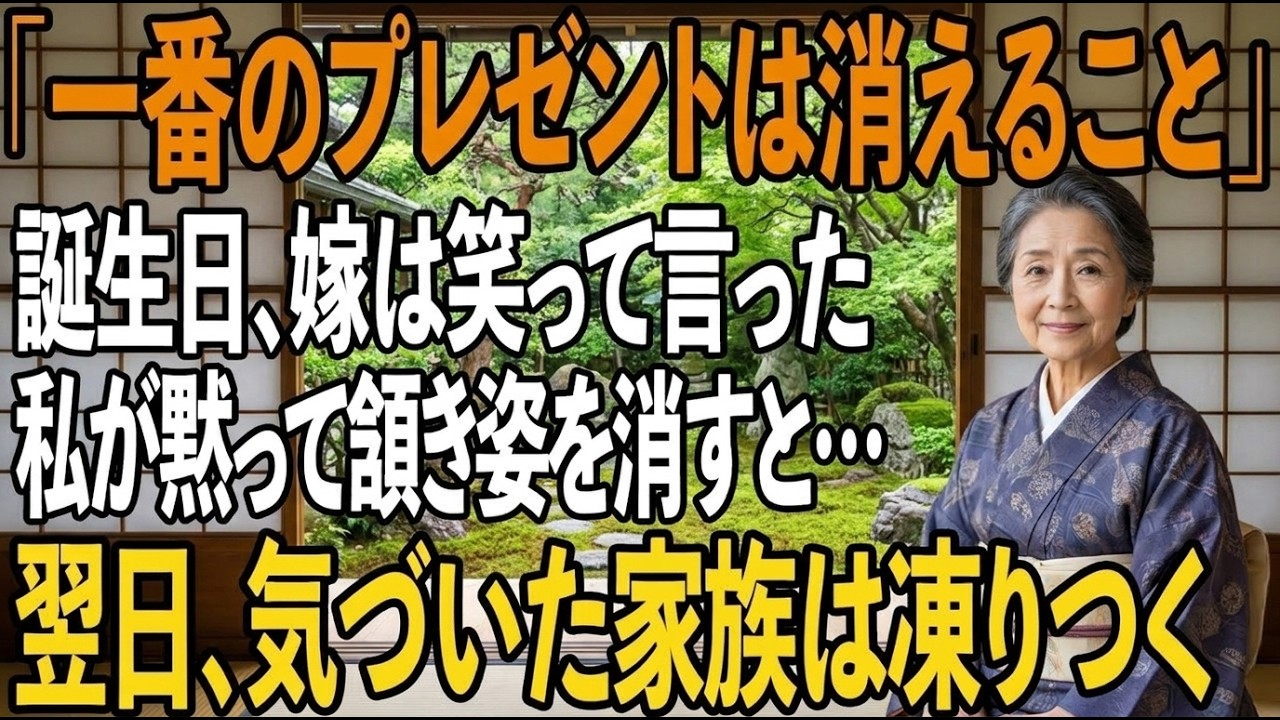 誕生日の朝、私は大きな期待を胸にリビングへ降りていきました。72歳になった自分を、家族が祝ってくれるかもしれないと。でも義理の娘は冷たい目で私を見て、こう言ったのです。「一番のプレゼントは、あなたが消えることですよ」。息子もそれを止めず、孫たちも無視しました。私は10年間、家事も育児もすべて担い、退職金まで注ぎ込んできました。なのに私は、ただの居候扱い。でもその日の夜、私は静かに決断しました...