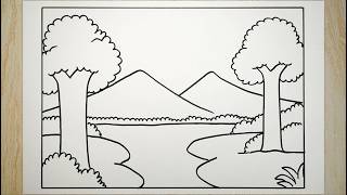 Cara menggambar pemandangan sungai Cara menggambar pemandangan sungai