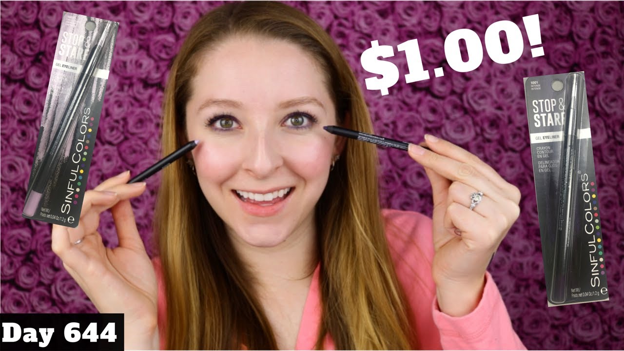 SINFUL COLORS STOP & STARE GEL EYELINER REVIEW DOLLAR TREE MAKEUP