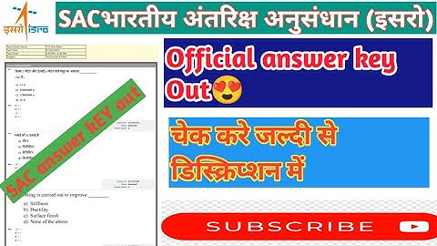 ISRO SAC answer key released || space application centre official answer key