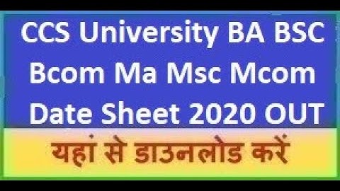 CCS University Date Sheet 2020 जारी || CCS University BA BSC MCOM MA MSC MCOM Exam Date Sheet 2020