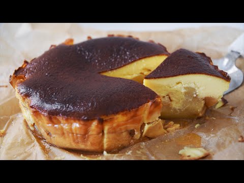 絶品! キャラメルりんごの濃厚バスクチーズケーキの作り方☆簡単で美味しいりんごのバスチーのレシピ