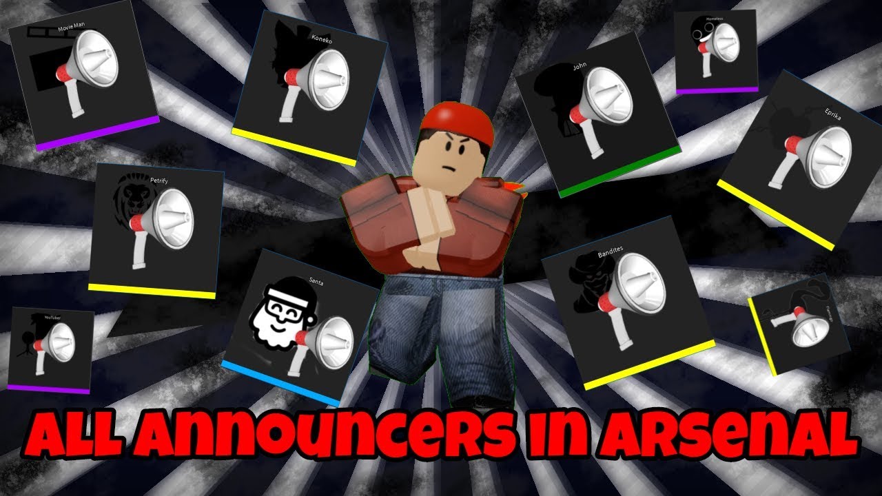 All Announcers In Arsenal Roblox Youtube - roblox arsenal flamingo