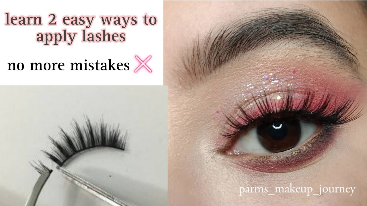 easy ways to apply false lashes for beginners || eyelashes kaise lagaye ...
