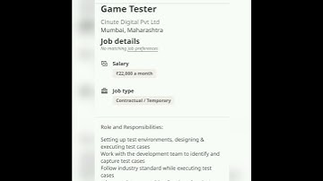 Game Tester#fresher #experienced #youtubeshorts #getemployed #gametester#softwaretestingjobs