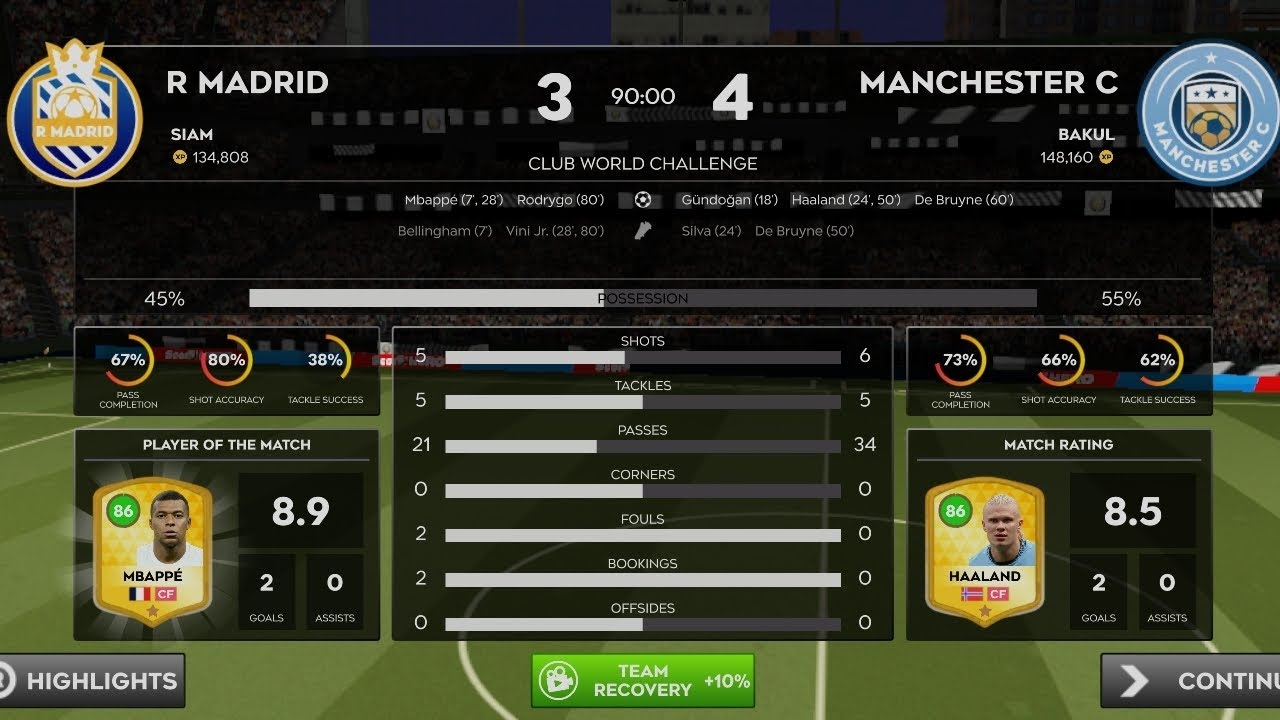 Dls club world challenge Manchester city (4) x (3) Real Madrid