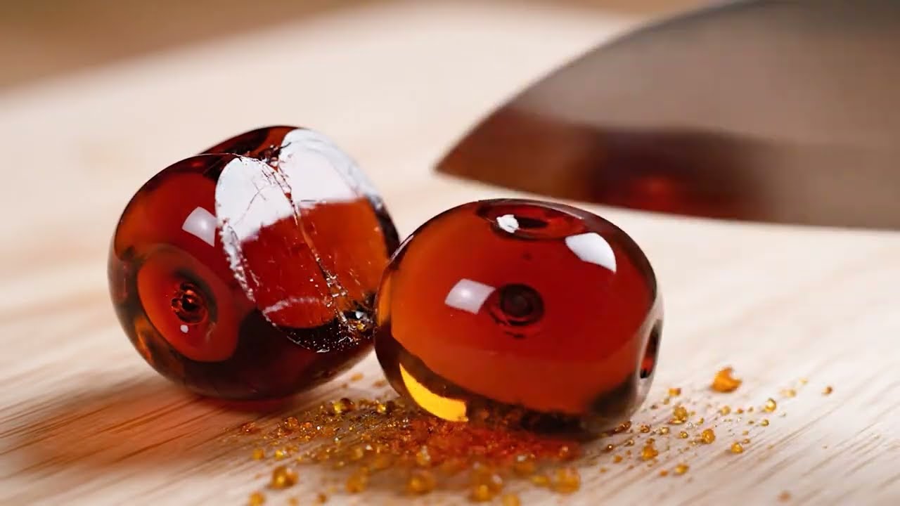 Most Satisfying AI Glass Cutting ASMR | Crystal Fruit Slicing 🔪