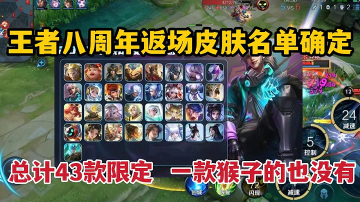 王者八周年返場皮膚名單確定！總計43款限定，一款猴子的也沒有 - 天天要聞