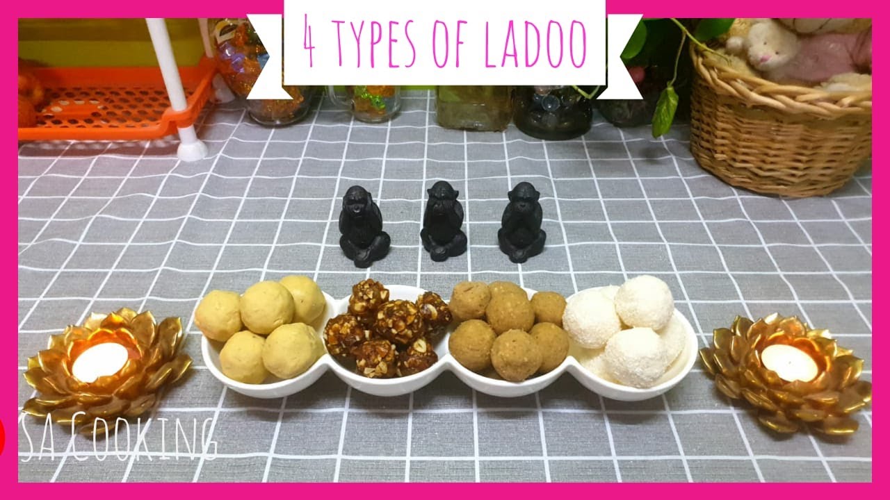 Ladoos 4 types l Coconut Ladoo l Dry nuts Ladoo l Wheat Ladoo l