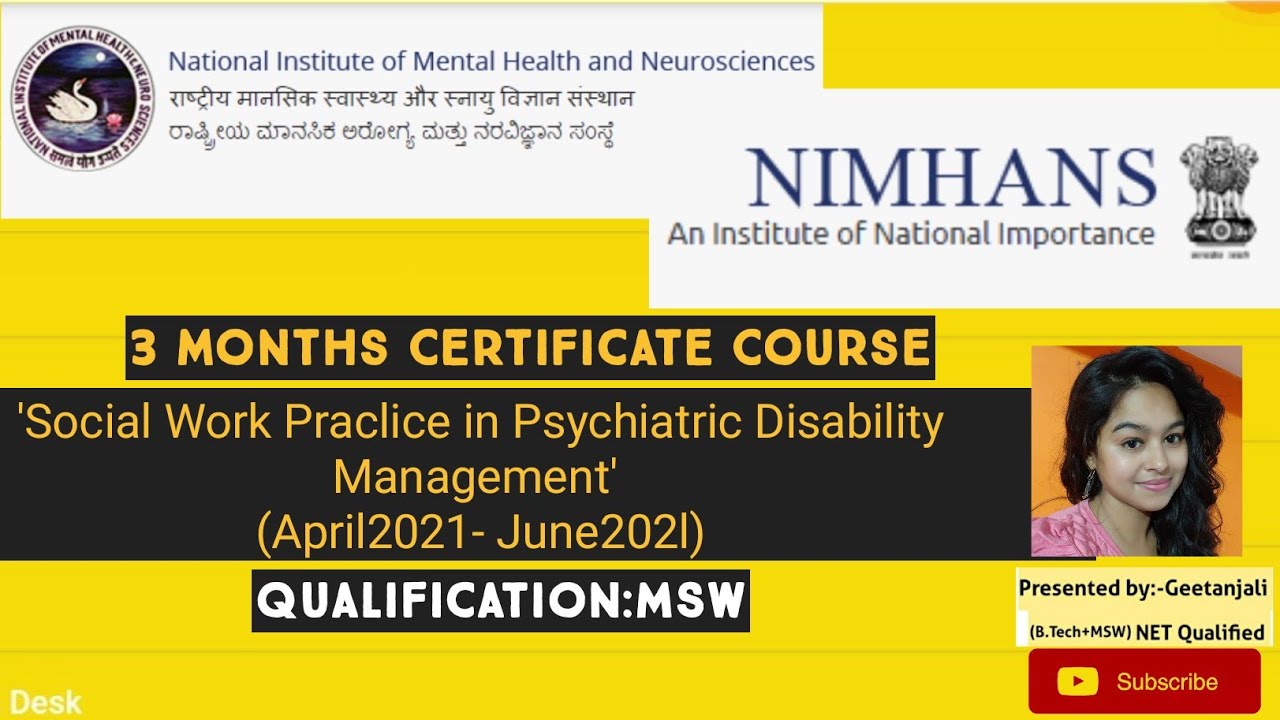 Certificate Course in'Social Work Practice in Psychiatric Disability ...