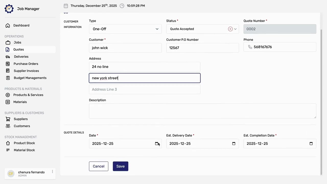 iClick Job Manager | Quotes Guide