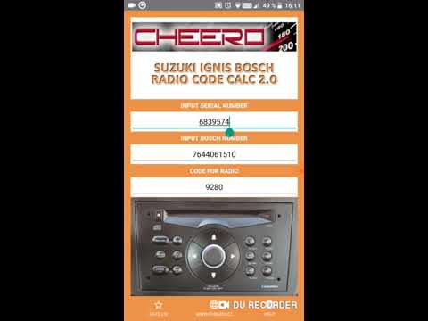 SUZUKI IGNIS RADIO CODE CALC FOR SUZUKI IGNIS AND SUBARU JUSTY G3X - BOSCH BLAUPUNKT