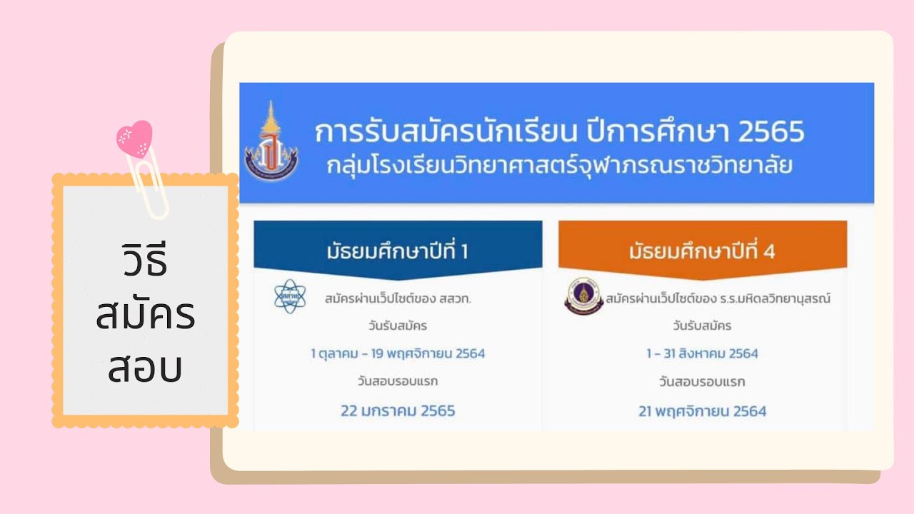 วิธีการสมัครสอบโรงเรียนวิทยาศาสตร์จุฬาภรณราชวิทยาลัย | stastationery