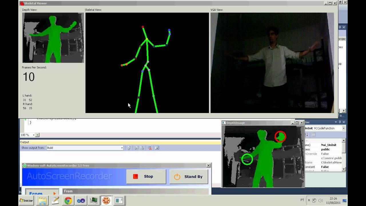 Kinect c++ hand tracker - YouTube