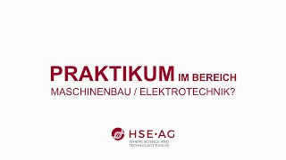 HSE•AG - Praktikum im Bereich Maschinenbau / Elektrotechnik