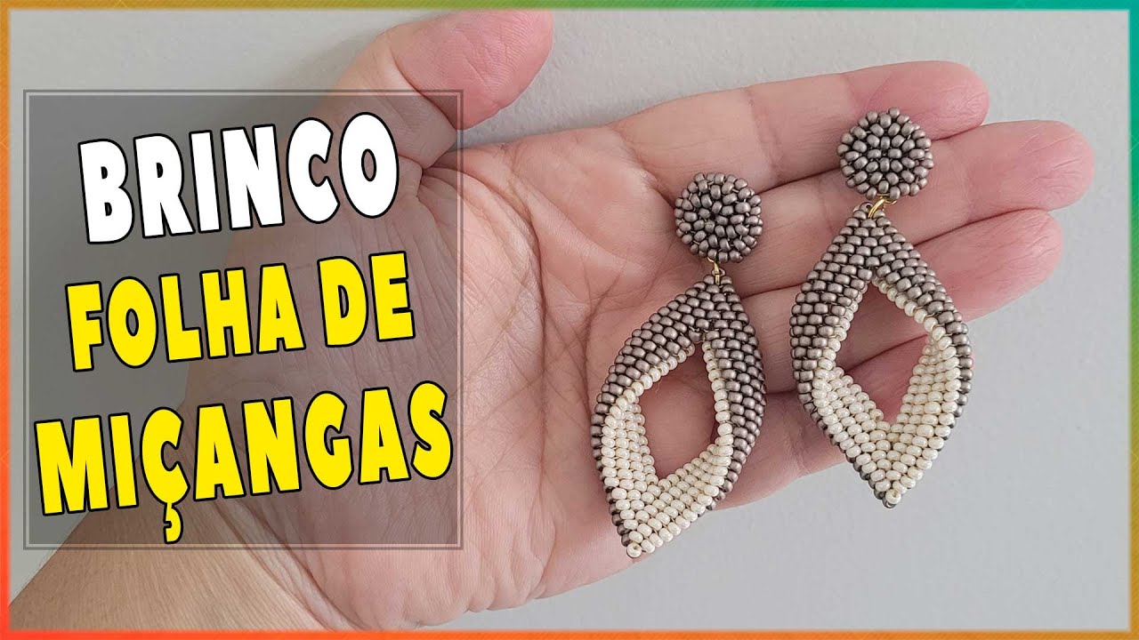 Como fazer Brinco Folha de miçangas no ponto peyote