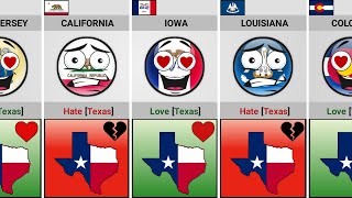 US States That Love or Hate Texas [Countryballs]