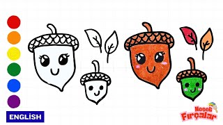 🌈Acorn Coloring for Kids 🌰 | Learn Colors While Painting