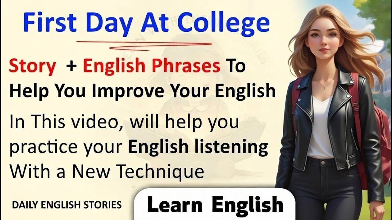 My First Day at College | English Story for Speaking Practice | Learn 5 Common English Phrases Daily