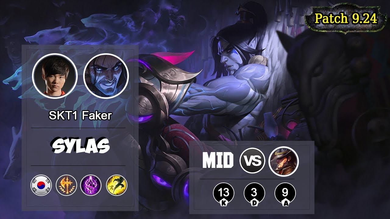SKT1 FAKER Sylas MID VS Twisted Fate | LOL | S9 KR Challenger - Full Gameplay