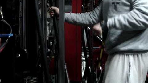 Michael Gundill performs cable reverse curls not using the hand