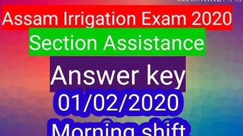 Assam irrigation exam 2020 Answer key||Section Assistance||Morning shift