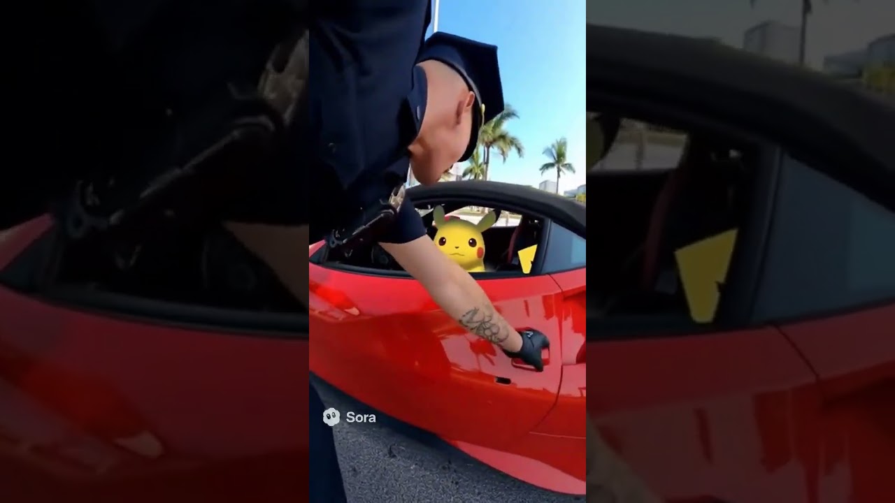 Pikachu can drive cars in Sora 2