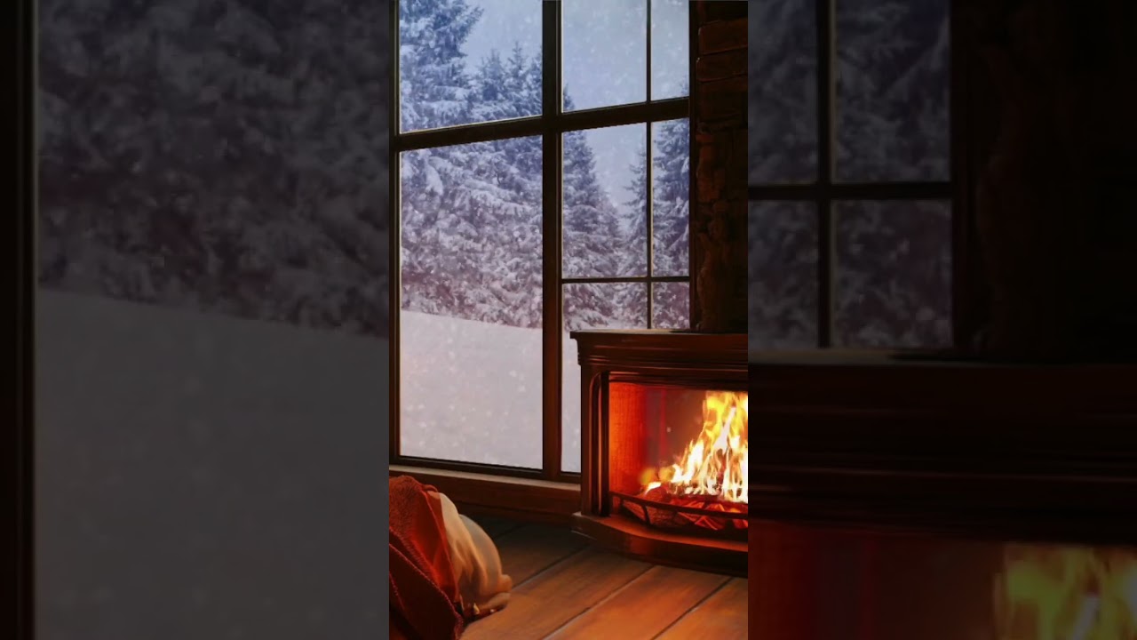 Cozy fireplace with soothing wind sounds 🌬️🔥 