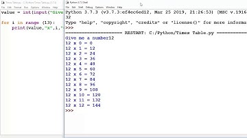 Times Tables (Multiplication) in Python
