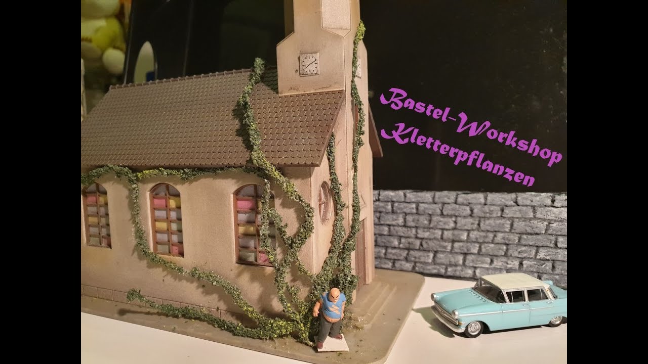 Modelleisenbahn H0 ... Kletterpflanzen .. Efeu ... Ranken selber machen ..  einfaches Tutorial