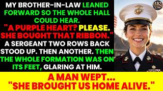 SHE BOUGHT IT! My Brother-In-Law Mocked My Purple Heart To The Crowd—Until 300 Marines Stood Up...