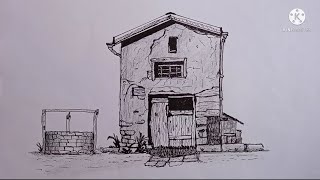 How to draw a house|easy house drawing|easy drawing|كيفية رسم منزل|كيفية رسم منزل قديم|رسم منزل سهل