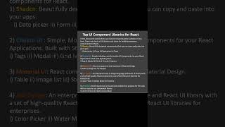 Top UI Component Libraries for React? #React, #javascript