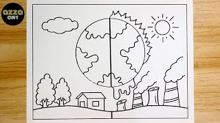 Menggambar Poster Stop Pemanasan Global / Menggambar Poster Lingkungan / Global Warming Drawing Menggambar Poster Stop Pemanasan Global / Menggambar Poster Lingkungan / Global Warming Drawing