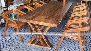 Bàn gỗ me tây nguyên khối nguyên tấm nâng tầm không gian sống