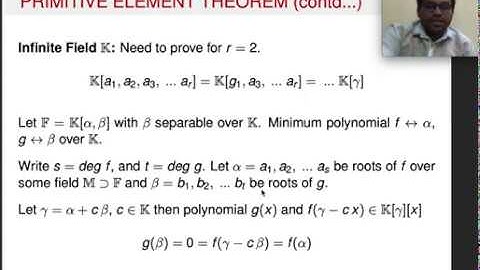 LECTURE - 6,  ADVANCED  ABSTRACT ALGEBRA - II,  PRIMITIVE ELEMENT THEOREM.