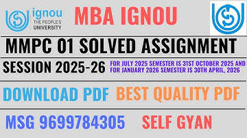 MMPC 01 solved assignment 2025 - 26 IGNOU MBA download SELF GYAN