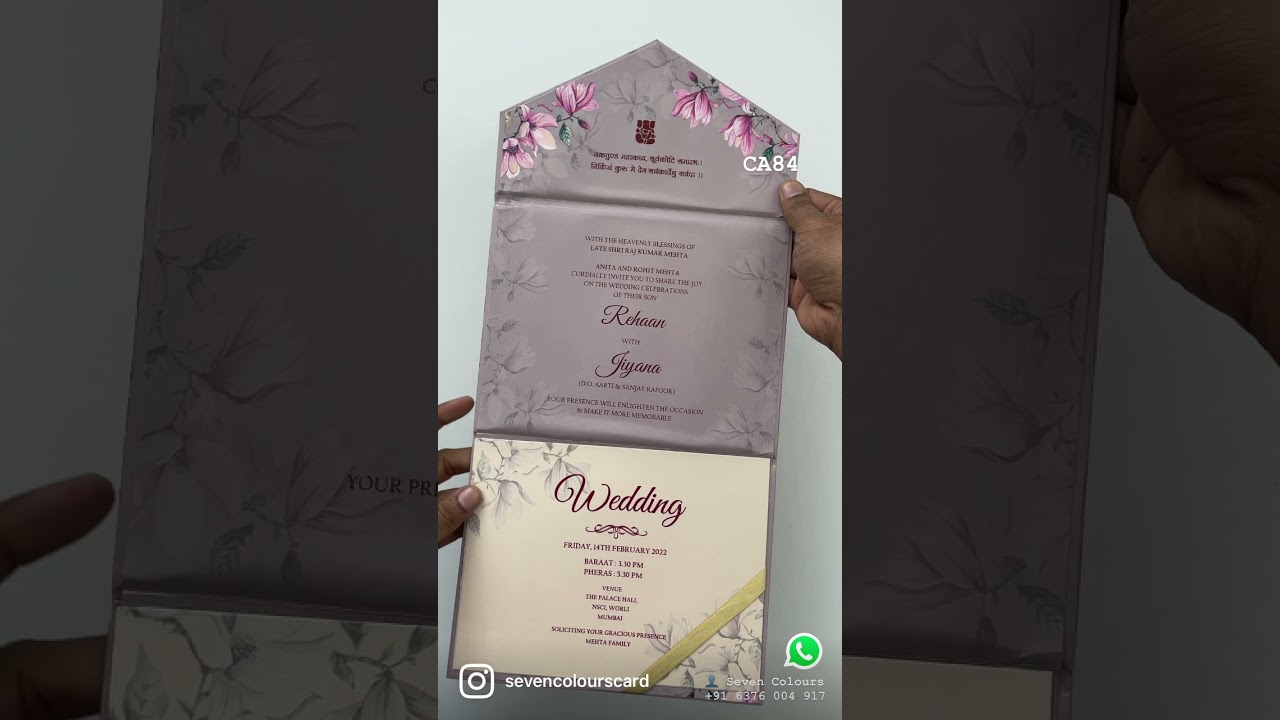 CA84 Designer Trifold Invitation in Light Purple Colour
