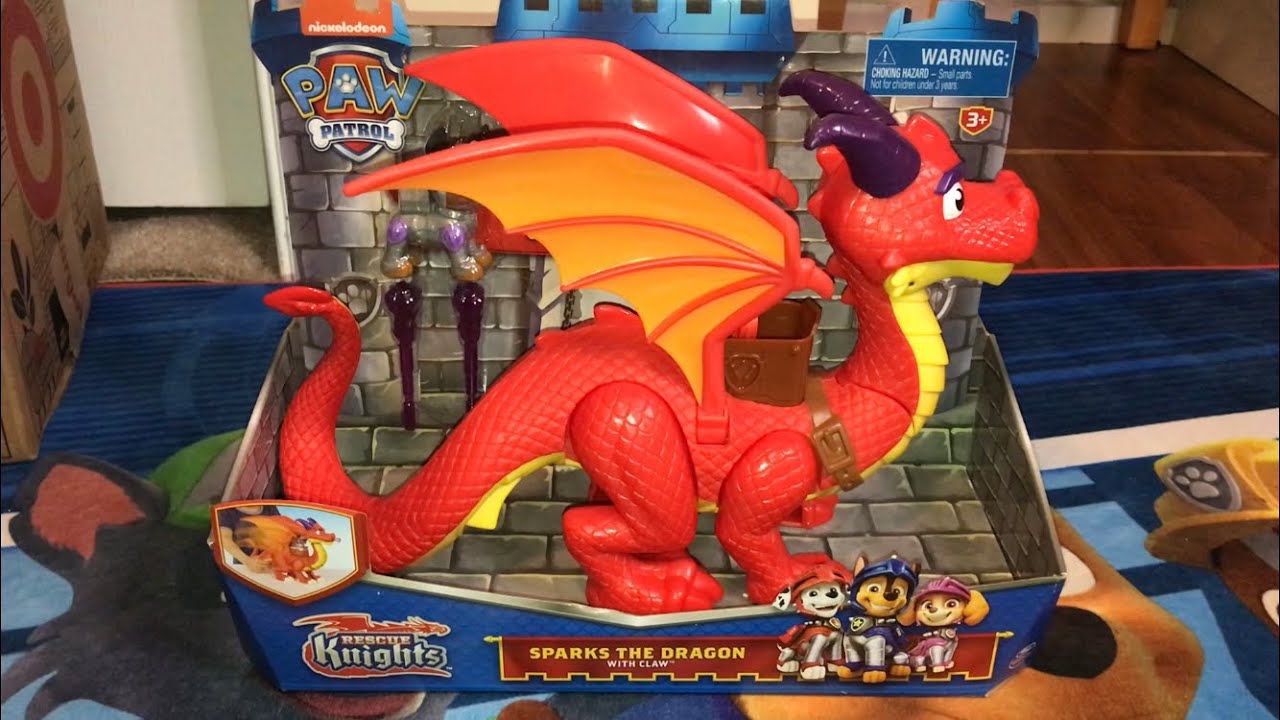 NEW Rescue Knights Paw Patrol Sparks the Dragon, with Claw, the Pup