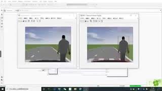 PreScan vehicle to pedestrian recognition simulation scenario