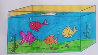 How to coloring 🐠 aquarium step by step coloring for kids, Toddlers, painting, drawing