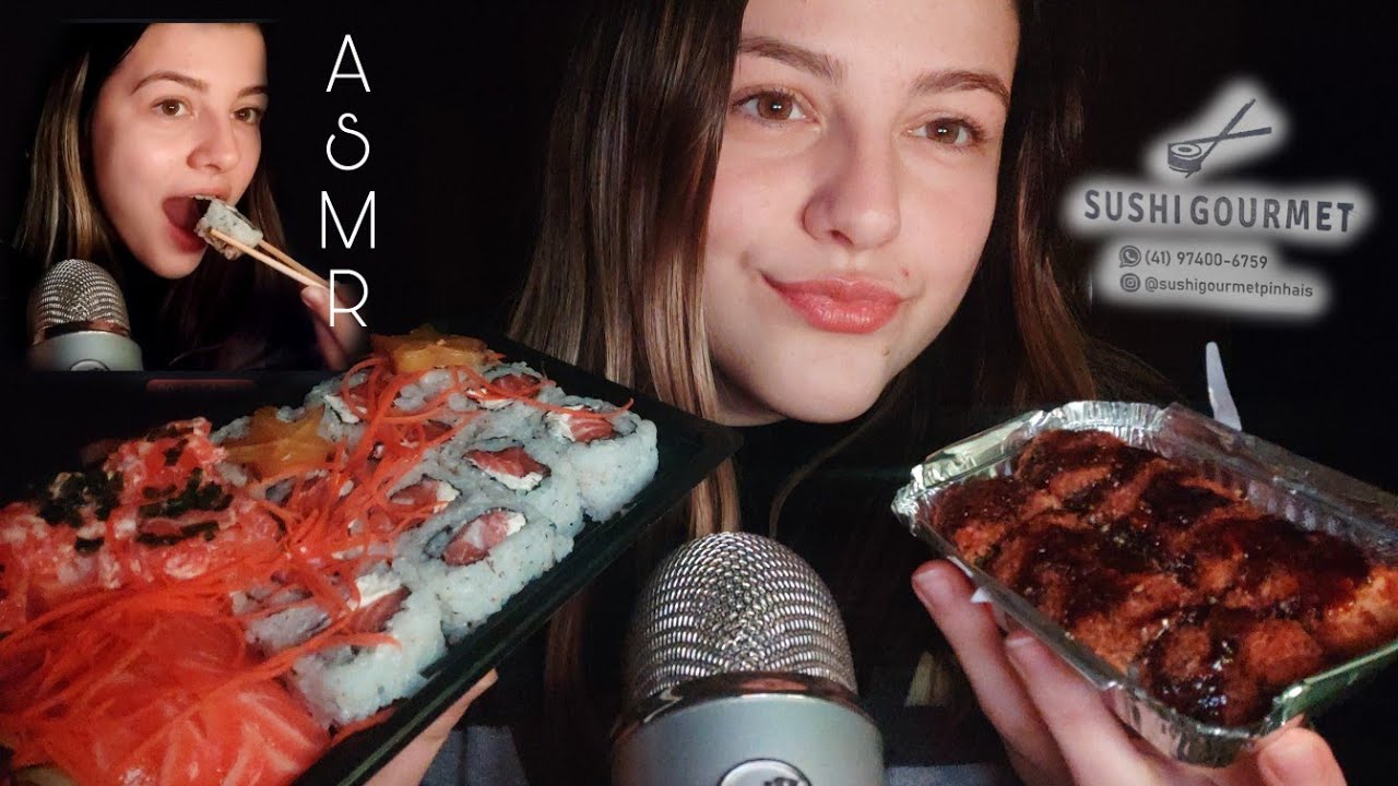 ASMR • comendo sushi + sons relaxantes 😋